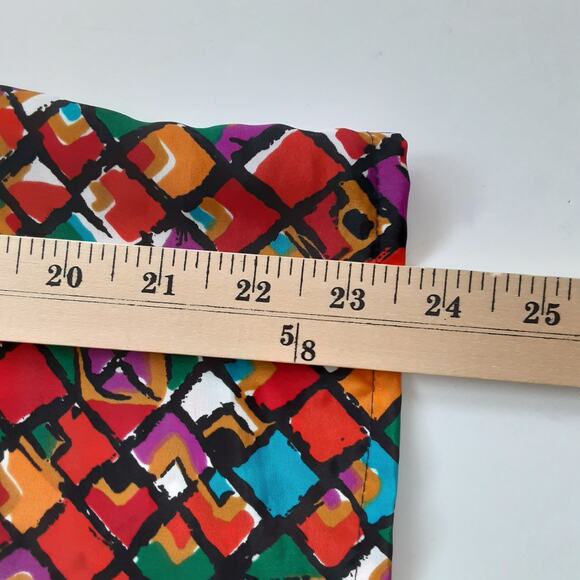 Vintage 70s Disco Button Down Shirt Art Deco Satin Cropped Women 6 Art to Wear - Picture 8 of 9